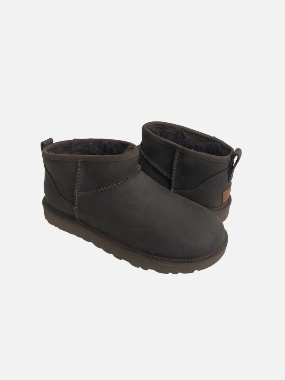 UGG Ultra Mini Ankle Boots in Dark Brown Leather